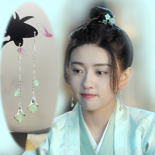 s925银钩汉服耳饰雁归西窗月同款耳环谢小满古装配饰玉髓梁洁耳夹