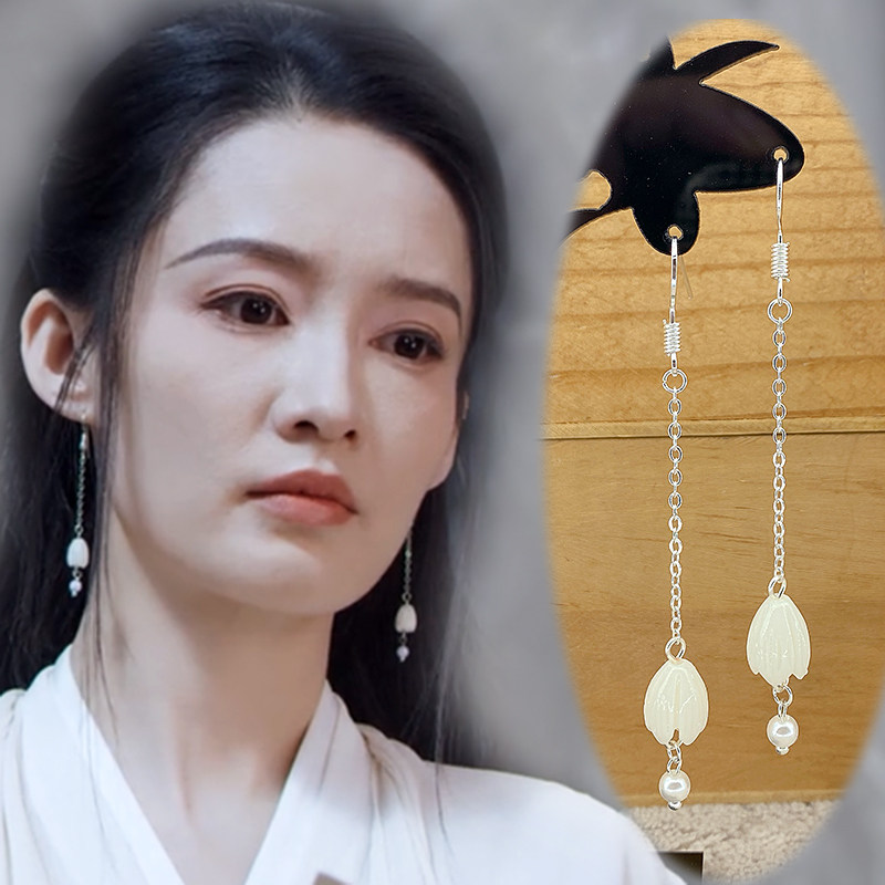 清新淡雅古装耳坠s925银钩李沁薛紫夜七夜雪同款耳环汉服配饰耳夹