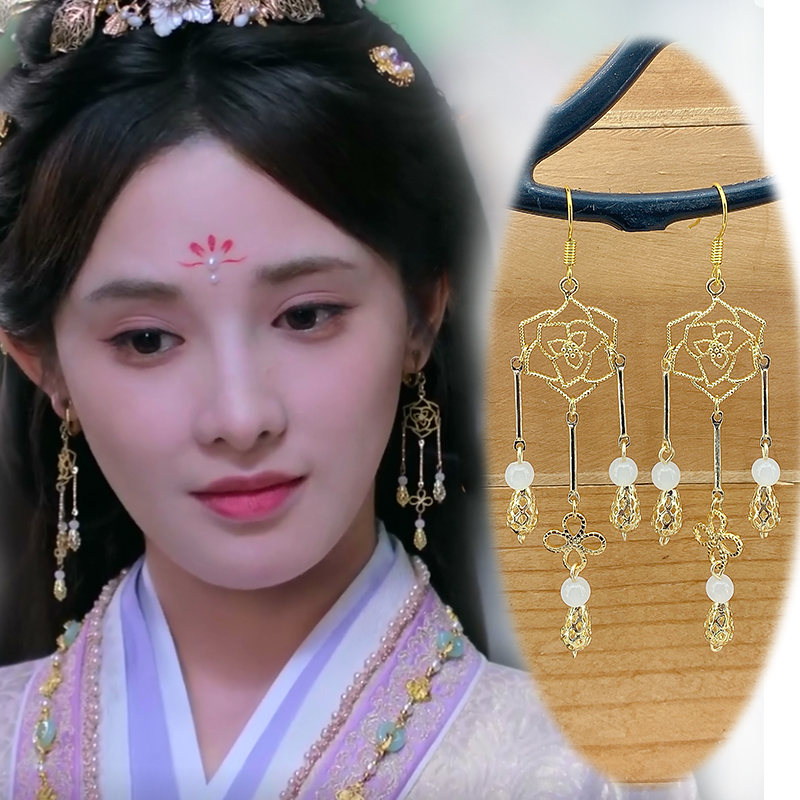 古风金色耳坠汉服配饰s925银钩凤凰台上彭小苒同款耳环凌苍苍耳夹