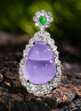 VISING珠宝水沫紫色紫罗兰葫芦吊坠项链锁骨链国风新中式