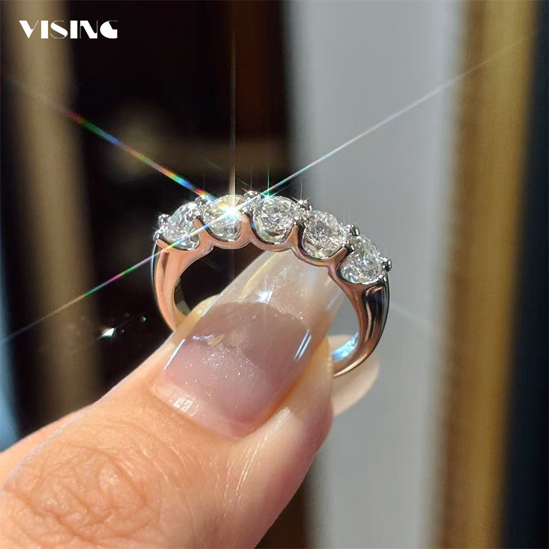 VISING珠宝1.5克拉D色莫桑钻石戒指排钻百搭经典S925银图片