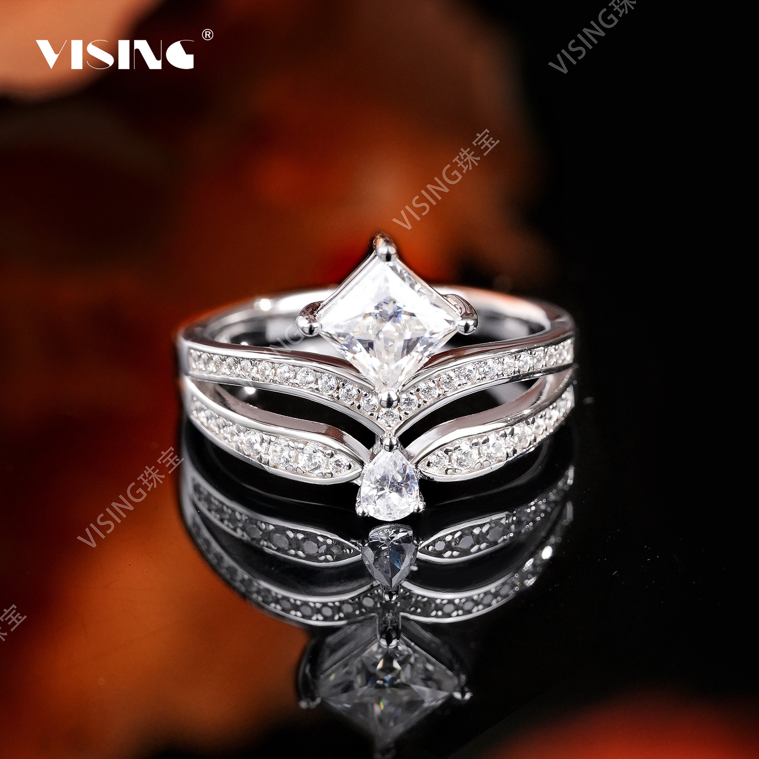 VISING珠宝1克拉皇冠戒指