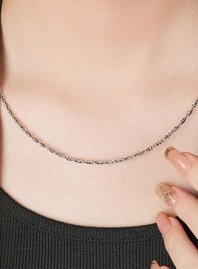 VISING进口麻花带骨颈圈S925银锁骨链百搭时尚S925银