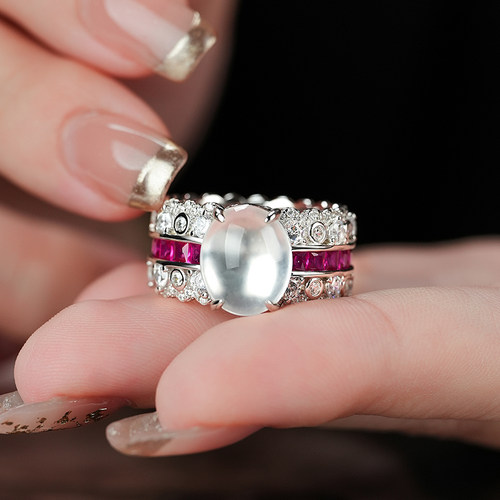 VISING珠宝天然缅甸石英质玉戒指