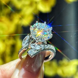 VISING莫桑钻石戒指5克拉设计款D色VVS可过测钻笔钻戒