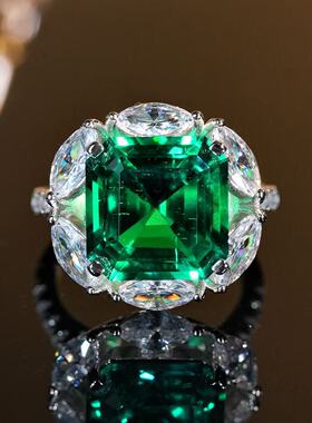 VISING【AGL国际证书】培育祖母绿宝石戒指鸽子蛋7.26克拉左右