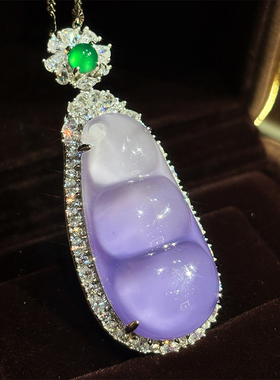 VISING珠宝水沫子渐变紫罗兰紫色福豆吊坠毛衣链珐琅垫色