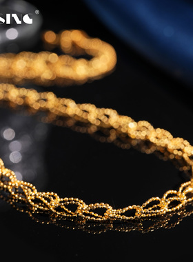 VISING意大利工艺爆闪小米钻百搭项链锁骨链金色银色纯手工S925银