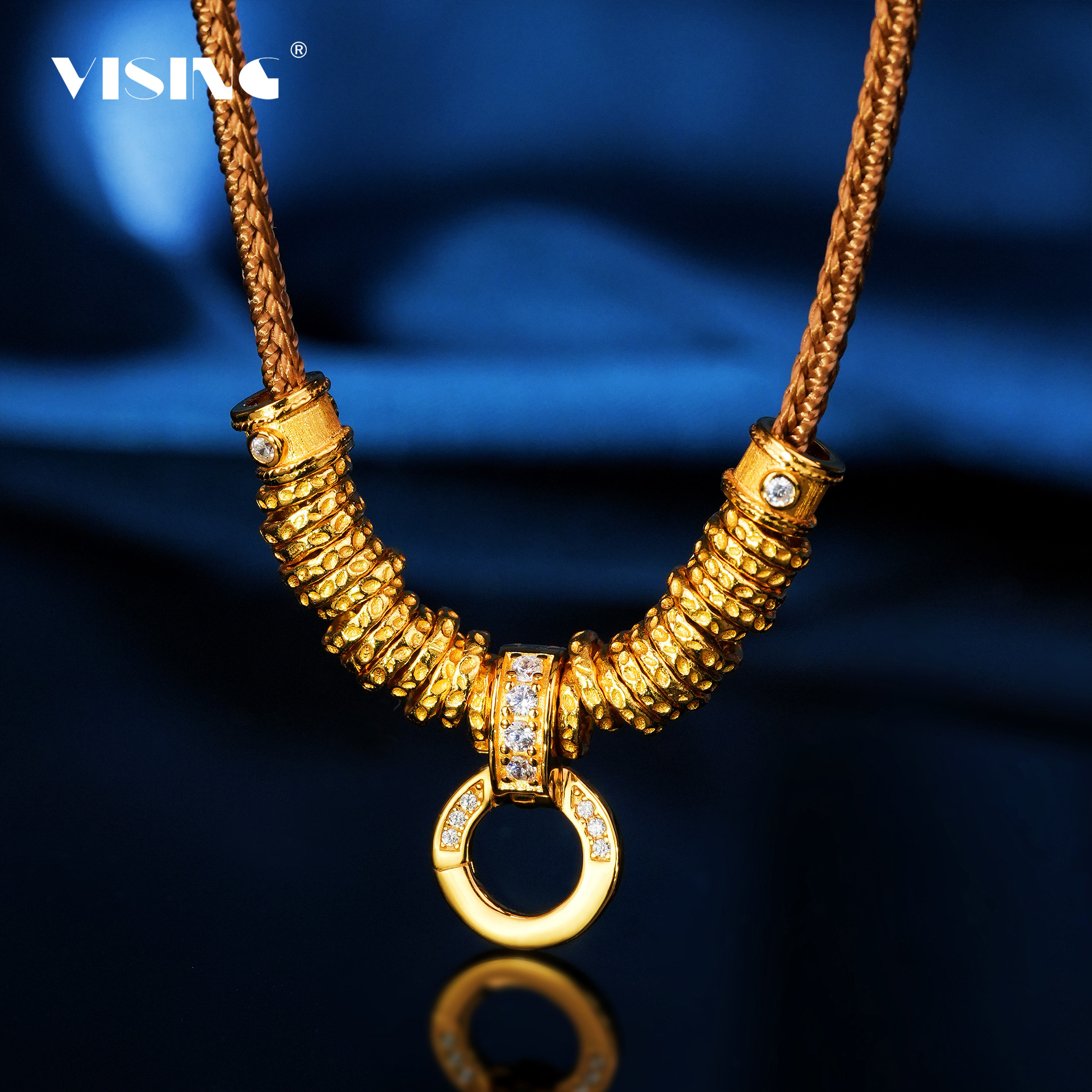 VISING珠宝黄金色盘缠百搭项链万能百搭扣多种戴法S925银镀金