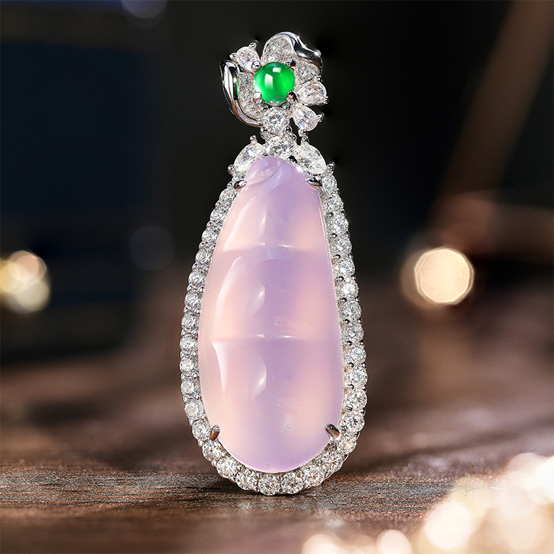 VISING珠宝天然原色紫玉髓豆子