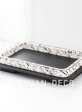 粤萱简约现代 马毛托盘 售楼处样板间酒店会客厅家庭书房书桌软装