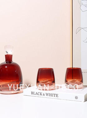 粤萱简约现代琥珀色玻璃酒器摆件酒店酒吧展厅样板间餐厅酒柜软装