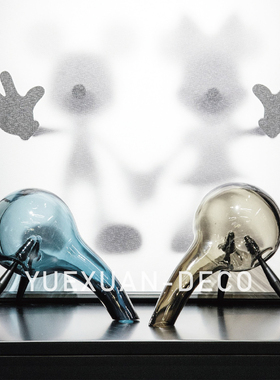 粤萱简约现代异形水母玻璃摆件售楼处样板间酒店展厅客厅茶几软装