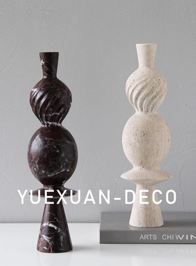 粤萱简约现代铁艺大理石摆件售楼处样板间酒店展厅茶几家庭软装