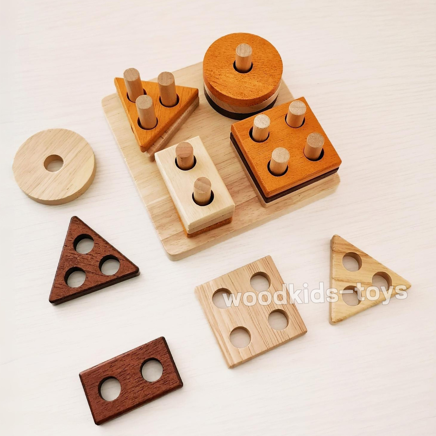 高端实木原木几何形状颜色套柱