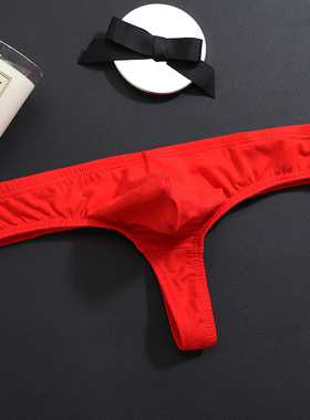 丁字裤男伪娘男丁字裤性感棉质三点式直销新款T裤一字裤红色