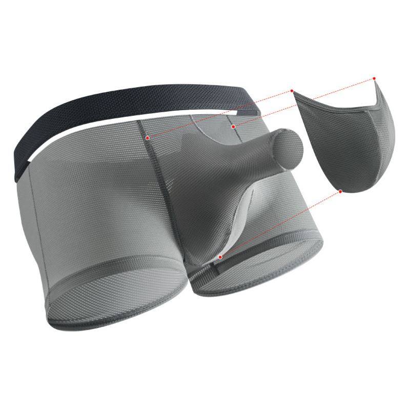 提蛋男士冰丝内裤平角枪蛋分离开口免脱网孔透气男士内裤裤衩,女士内衣/男士内衣/家居服,男平角内裤,淘宝优惠券,粉丝福利购,淘宝优惠卷