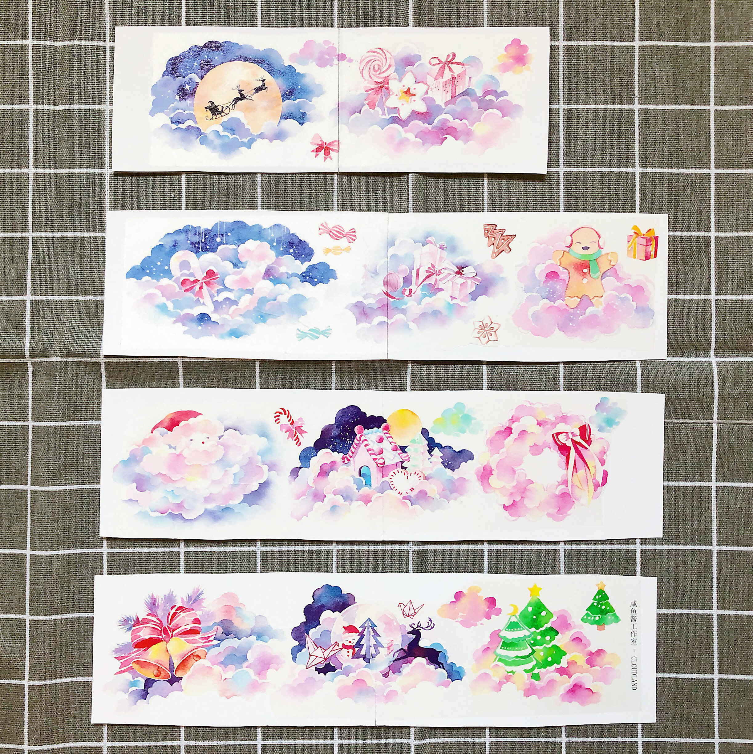 天空云彩圣诞台产和纸特油雾面PET胶带背景拼贴打底【CLOUDL