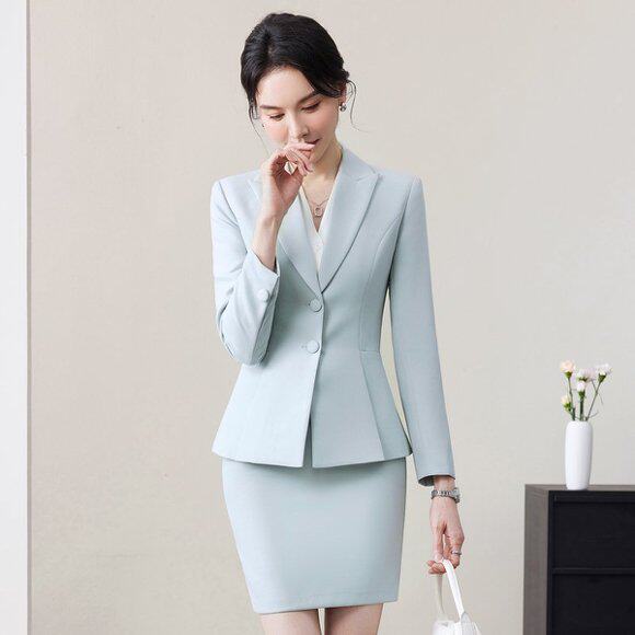 职业装西装套装女长袖秋冬经理工装正装酒店前台气质工作服套裤