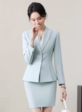职业装西装套装女短袖夏薄款经理工装正装酒店前台气质工作服套裤