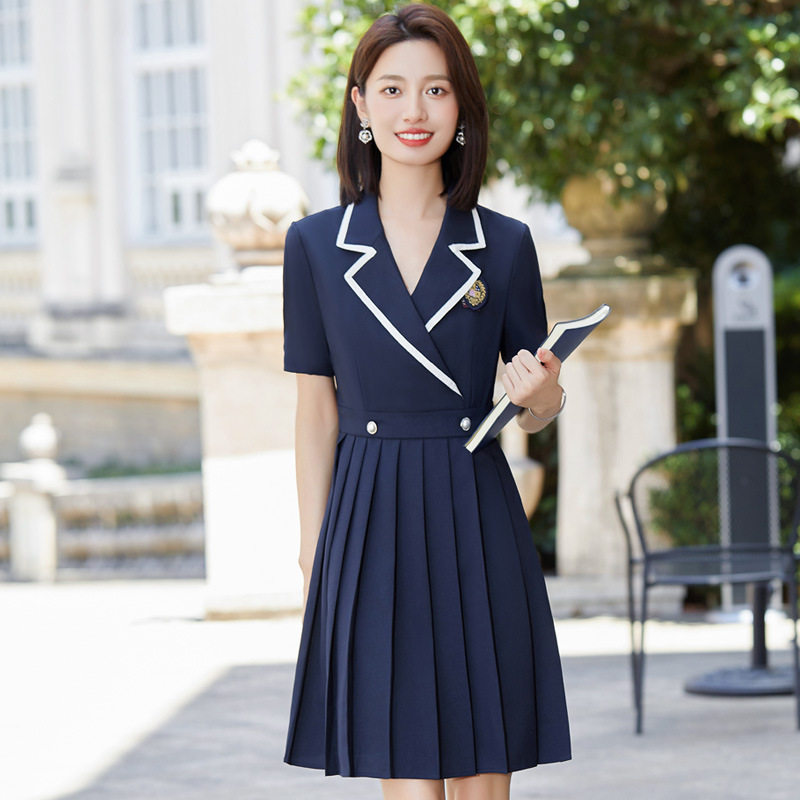 夏季百褶连衣裙高端幼儿园老师园服教师JK制服学院风幼师工作服女
