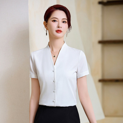 白色短袖衬衫女职业装2025夏季新款薄款气质职场通勤OL衬衣工作服