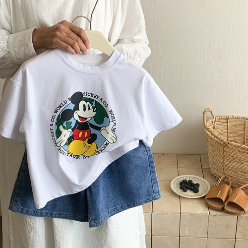 夏季男女童米奇宽松短袖T恤