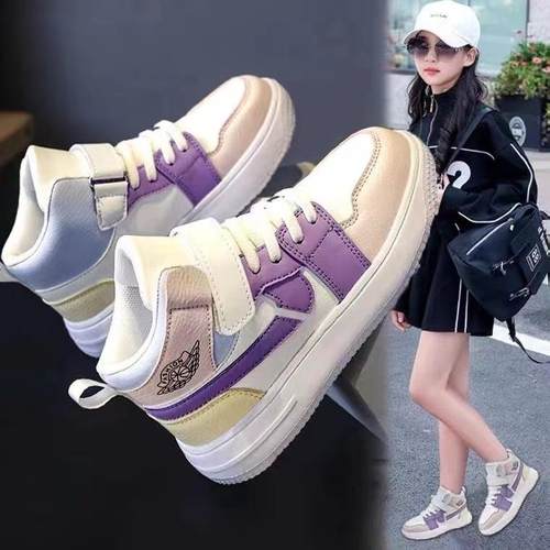 女童高帮板鞋皮面舒适轻便保暖