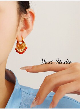 【红墙白瓦】Y家中式时尚复古红色流苏耳环高级轻奢小众古风耳饰