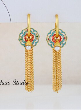 【落英】Y家原创新中式复古彩色流苏耳环夏季度假风一款多戴耳饰