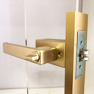 金色16极窄卫生间玻璃门锁平开门把手锁极简铝合金下压把手门锁具
