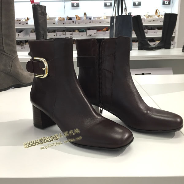 美国方根中跟女士上海现货皮靴