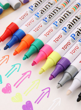 TOYO东洋油漆笔油性记号笔轮胎补漆白色防水不掉色持久画鞋黑diy一套马克笔速干涂鞋笔金色DIY签名SA101