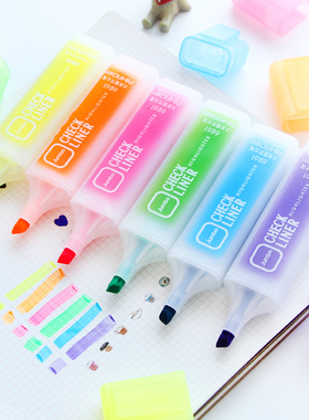 爱好文具6261糖果色大容量荧光笔 创意学生重点标记笔涂鸦小学生用记号笔粗划重点套装黄色斜头银光笔闪光笔
