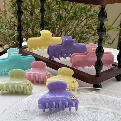 进口醋酸板材抓夹INS风简约加厚发抓颜色很正的发抓鲨鱼夹子发饰