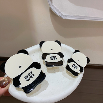 呆萌可爱的熊猫造型的醋酸发夹碎发大中小三个尺寸的发卡碎发边夹