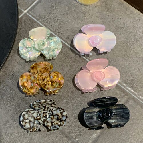 醋酸含包扣发夹气质甜美玫瑰花朵鲨鱼夹中号半扎发卡发夹发饰新款
