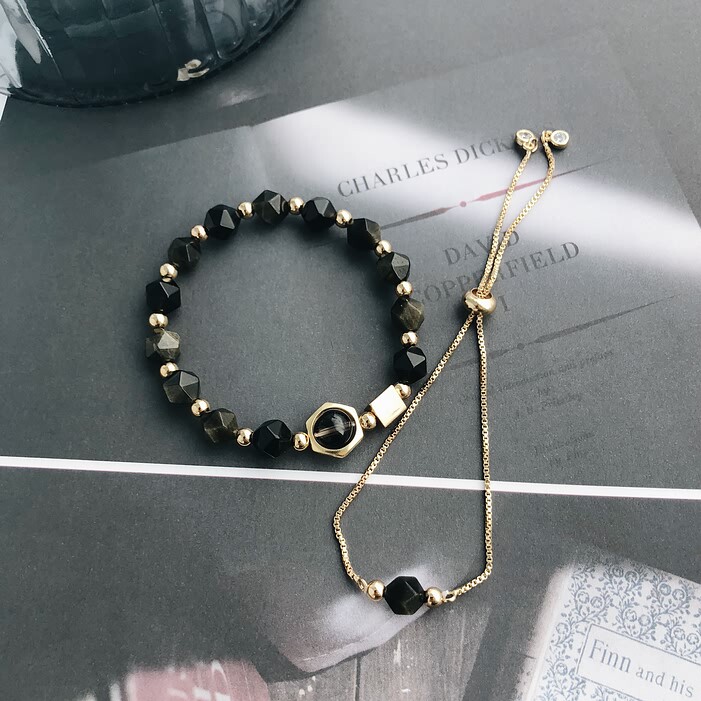 FLORA招财转运 天然切面茶色金曜石水晶双层手链女 14K包金多圈在类目 饰品/流行首饰/时尚饰品新, 手链中 - 来自Buy2taobao.com提供专业的淘宝代购服务