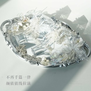 梦栖心间 结婚装饰品展示架成品镜面婚鞋托盘手工婚鞋架拍照道具