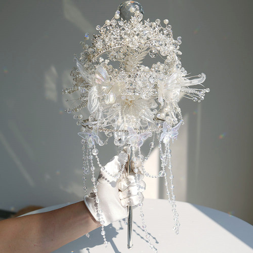 凤吟婷 婚礼权杖手捧花diy材料包新娘结婚婚纱专用闺蜜出嫁礼物