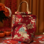 新中式 包包红色婚包国风原创藤编竹节包手提新娘包包配秀禾服旗袍