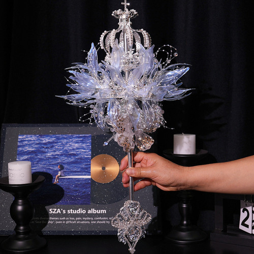 手捧花权杖新娘结婚diy材料包蓝色公主皇冠高级仙女出嫁婚礼权杖