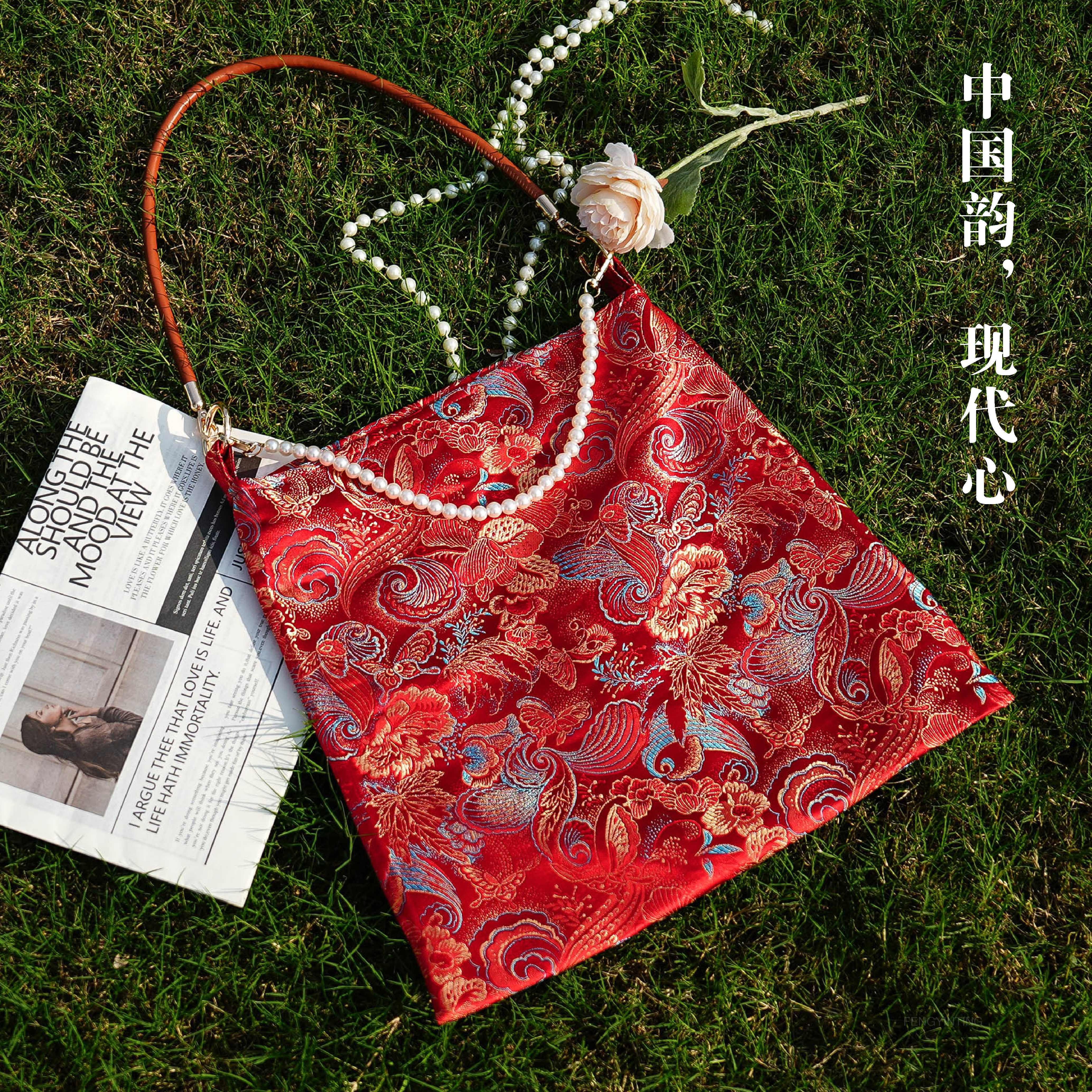 新中式国风结婚婚包女新娘2025新款红色包包小众设计感帆布包