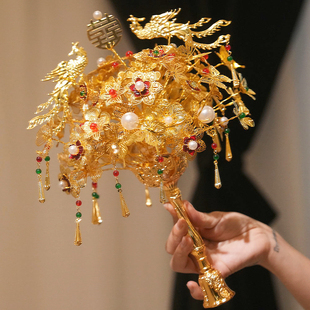 黄金色手捧花新娘结婚diy材料包中式婚礼秀禾晨袍高级感手工礼物