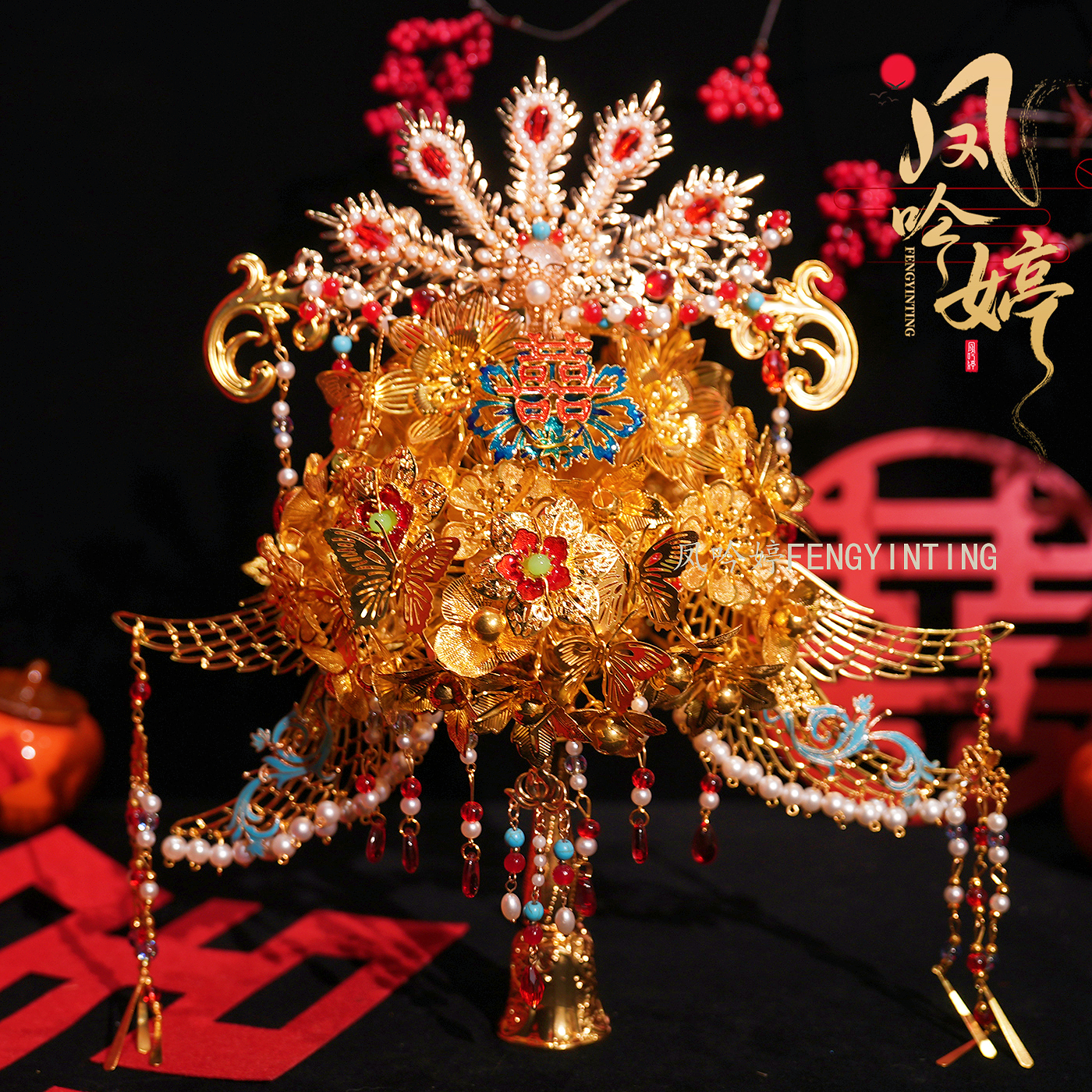 金色新娘手捧花中式婚礼高级结婚礼物手工diy材料送闺蜜捧花成品