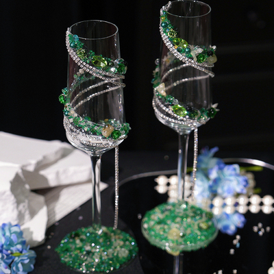 碎钻钻石结婚敬酒杯手工diy材料包一对香槟杯交杯高脚杯新婚礼物