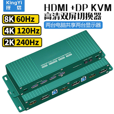 KVM切换器HDMIDP双屏2进2出矩阵