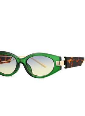 小框猫眼侧挡绿色太阳眼镜男女