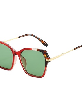 大框不规则豹纹绿色太阳眼镜欧美