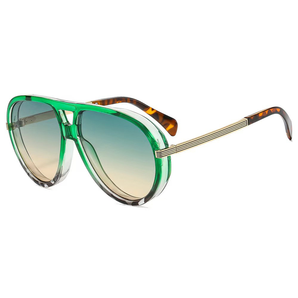 欧美蛤蟆镜双梁飞行员时尚条纹太阳眼镜男女户外出游度假跨境墨镜